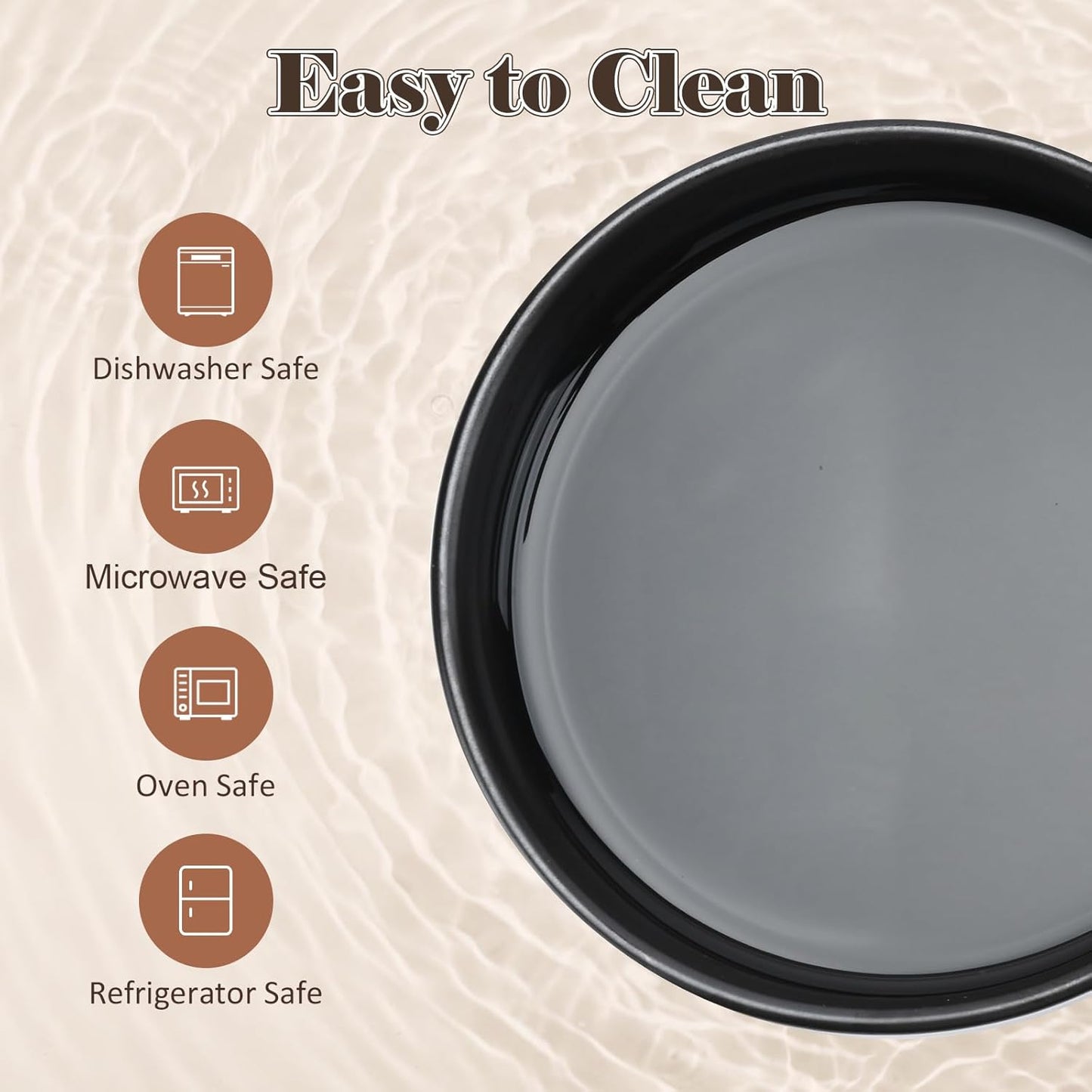 SPUNKYJUNKY Ceramic Dog Bowls with Acacia Wood Stand - Raised Dog Food and Water Bowl Set for Small Dogs (13.52 OZ, Black)