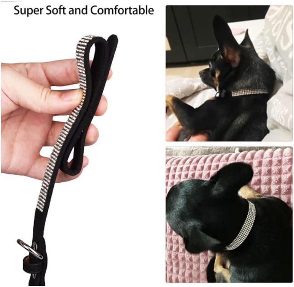Rhinestone Dog Collar for Small Dogs, Bling Diamond Fancy Crystal Glitter Pretty Jewel Pet Puppy Collars for XXS XS Small Medium Large Breed Girl Dogs Female Cats Kitten, Black XXSmall