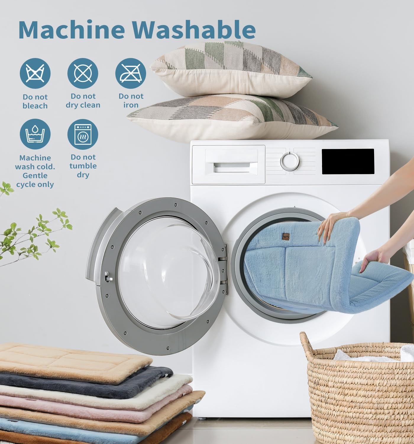 Made4Pets Dog Crate Pad Bed for Large Dogs, Washable & Reversible, Anti-Slip Kennel Mat for Cozy Sleeping, Soft Fluffy Dog Bed for Indoor & Outdoor Use, 41"x29", Blue