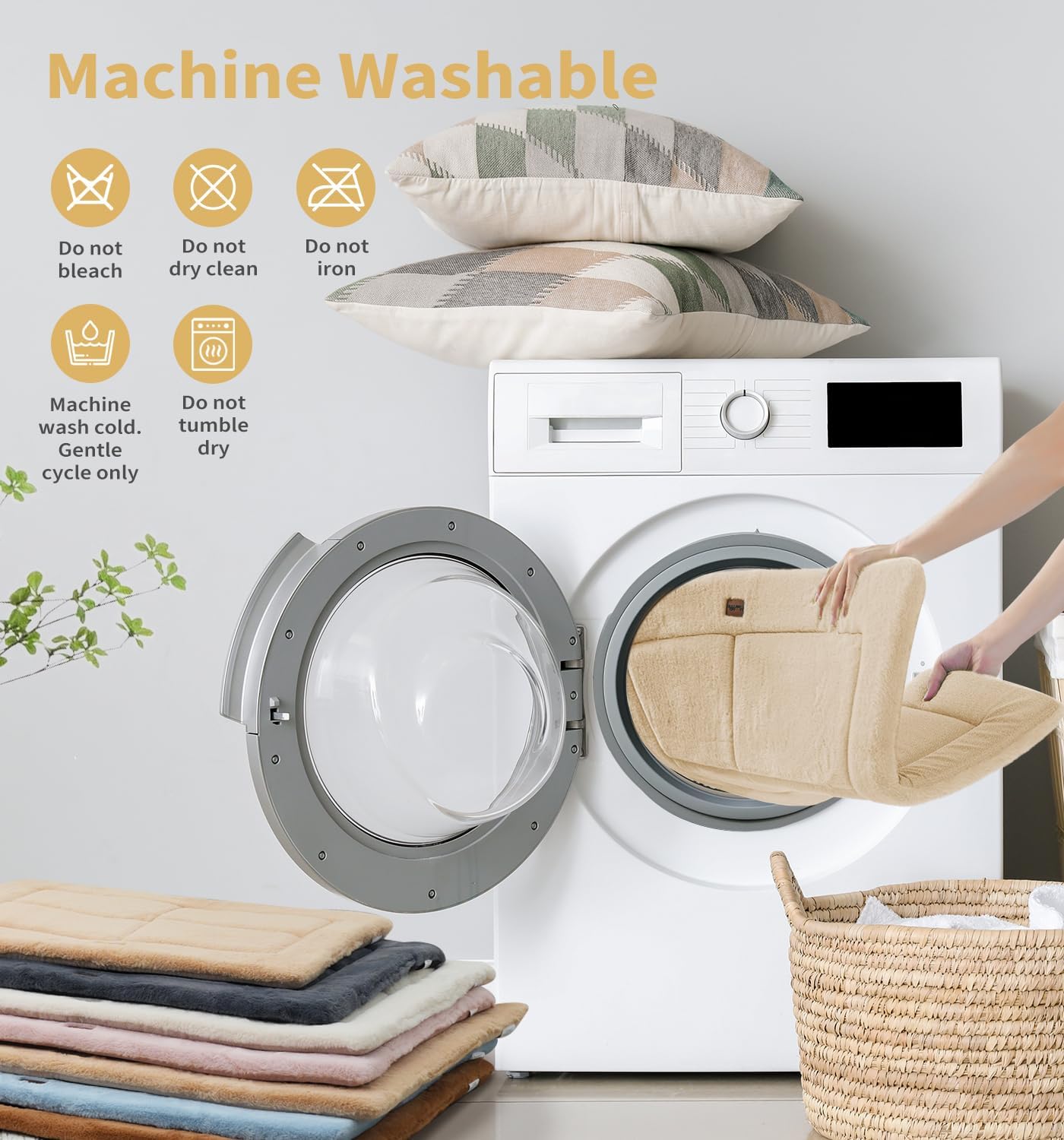 MADE 4 PETS Dog Crate Pad Bed for Large Dogs, Washable & Reversible, Anti-Slip Kennel Mat for Cozy Sleeping, Soft Fluffy Dog Bed for Indoor & Outdoor Use, 41"x29", Beige