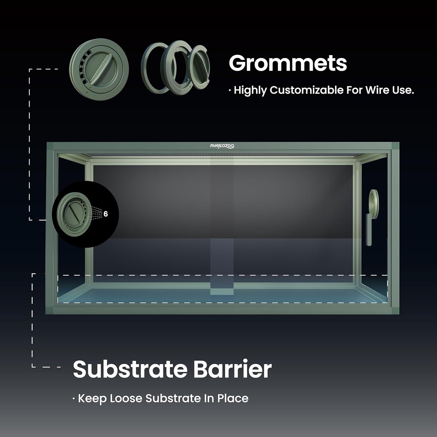 50 Gallon Bearded Dragon Tank, Reptile Enclosure for Easy Maintenance, Front Opening Reptile Tank with Top Screen Ventilation & Glass Sliding Door 36''x18''x18''