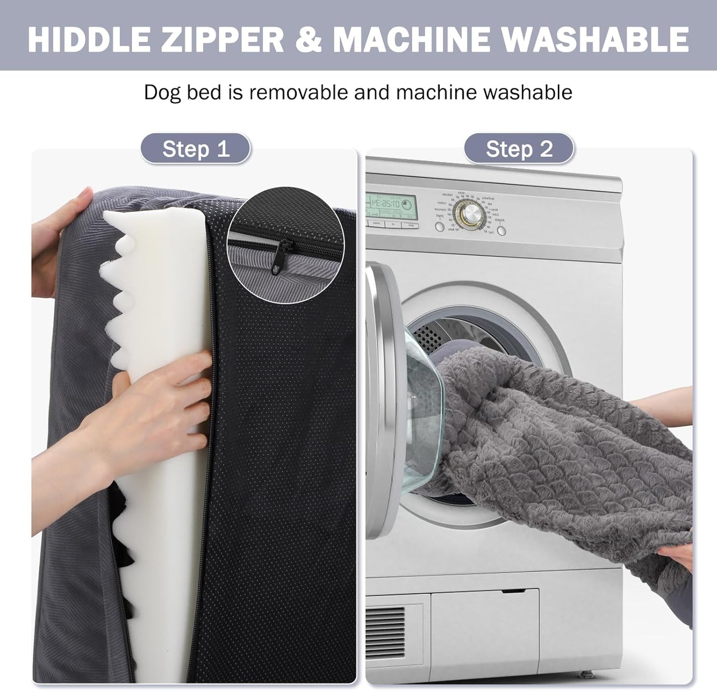 INVENHO Orthopedic Large Dog Bed, Washable Waterproof, Egg-Crate Foam Dog Couch Bed with Washable Removable Cover, Waterproof Lining and Nonskid Bottom