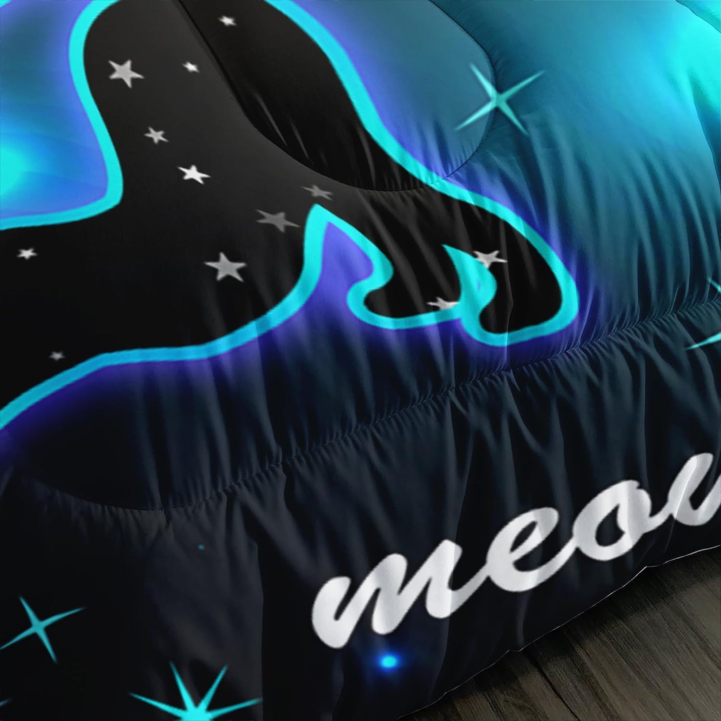 Kawaii Pet Cat Comforter 3Pcs Twin Gradient Line Cute Kitten Animal Bedding Set for Kids Teens Girls Boys Cat Glitter Polka Dots Pattern Quilt Bed Decor with 1 Comforter and 2 Pillowcases