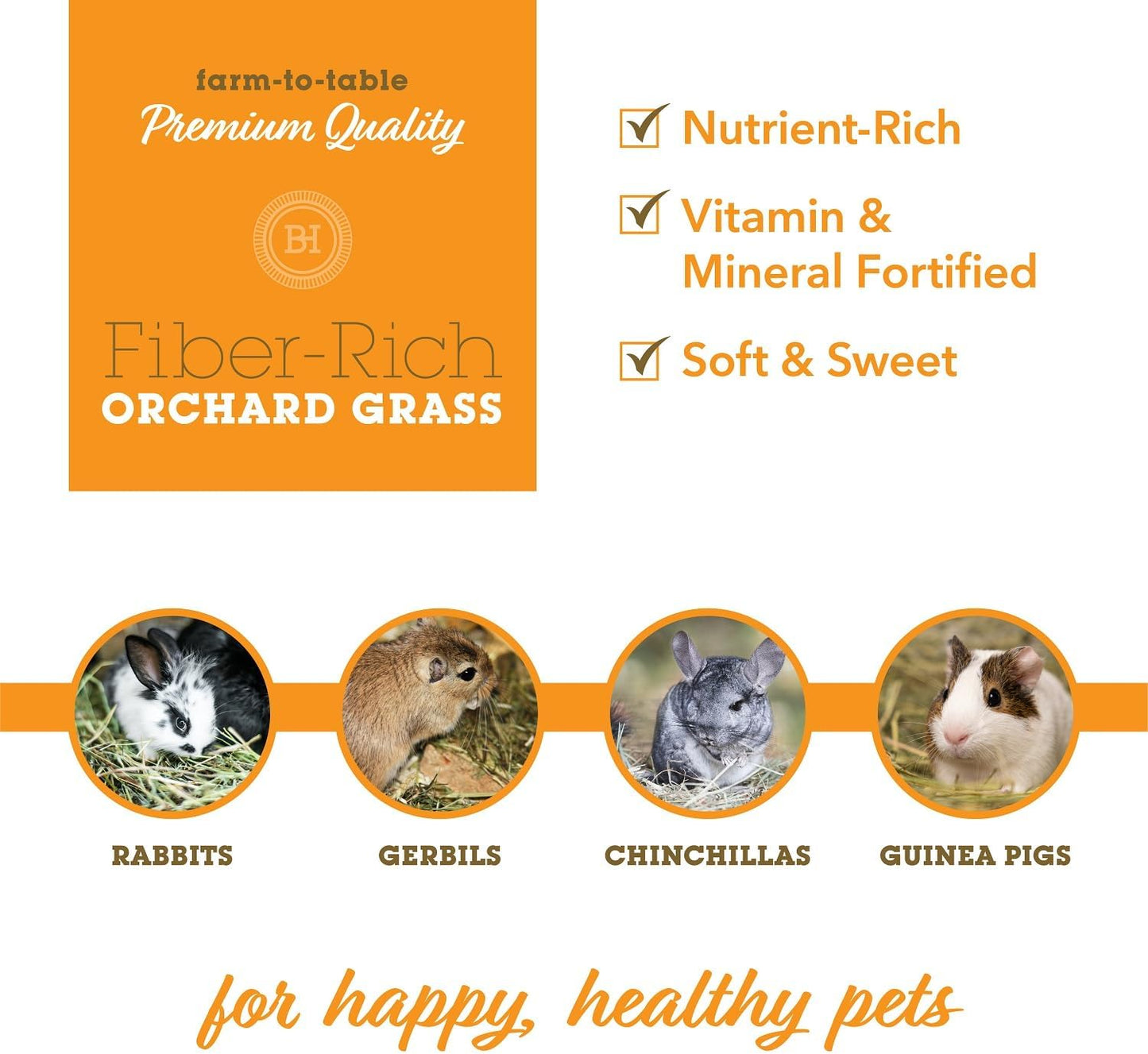 Orchard Grass Hay for Guinea Pigs, Rabbits, Hamsters & Small Pets by Bunny Honey - Fresh, High-Fiber, Supports Digestive Health & Dental Care, Non-Blended & Fresh Cut
