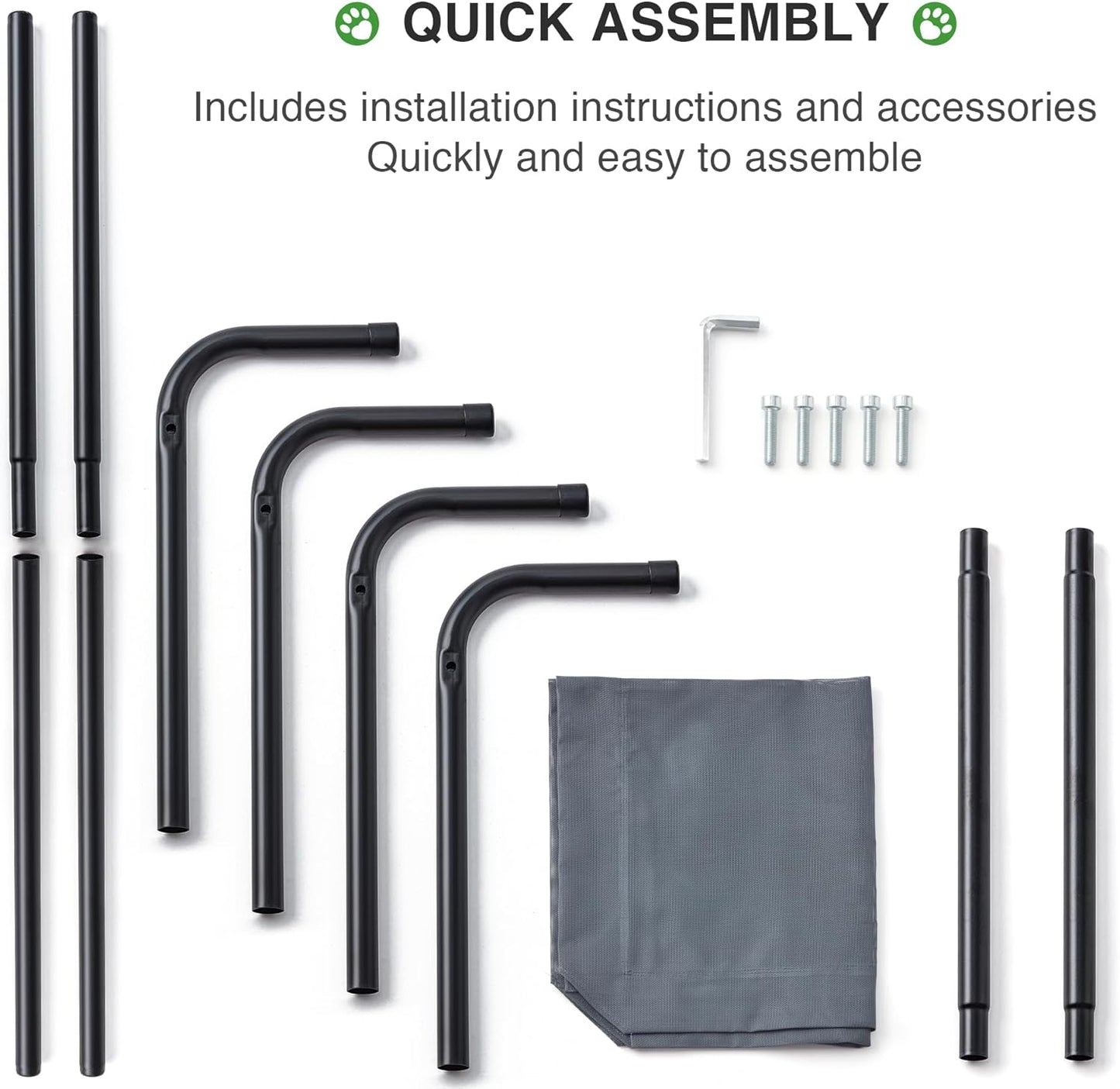 Love's cabin Elevated Cooling Dog Bed for Large Dogs, Portable Indoor & Outdoor Raised Pet Dog Cat Cot, Durable Summer Frame with Breathable Mesh, Grey, 48 inches