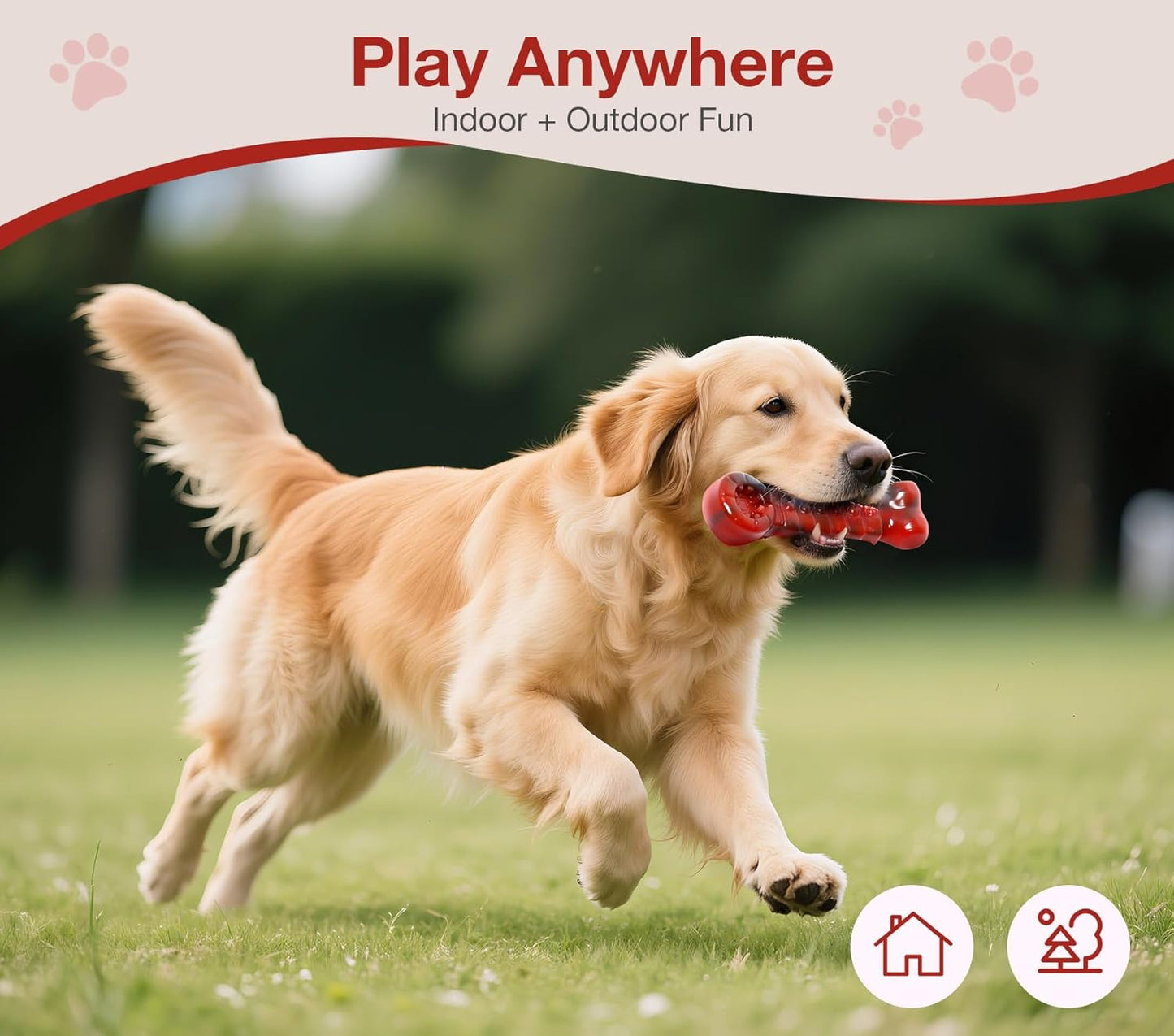 Tough Dog Toys for Aggressive Chewers - Indestructible Chew Toy Bone for Medium & Large Breeds, Keeps Dogs Busy & Cleans Teeth - Bacon Flavored