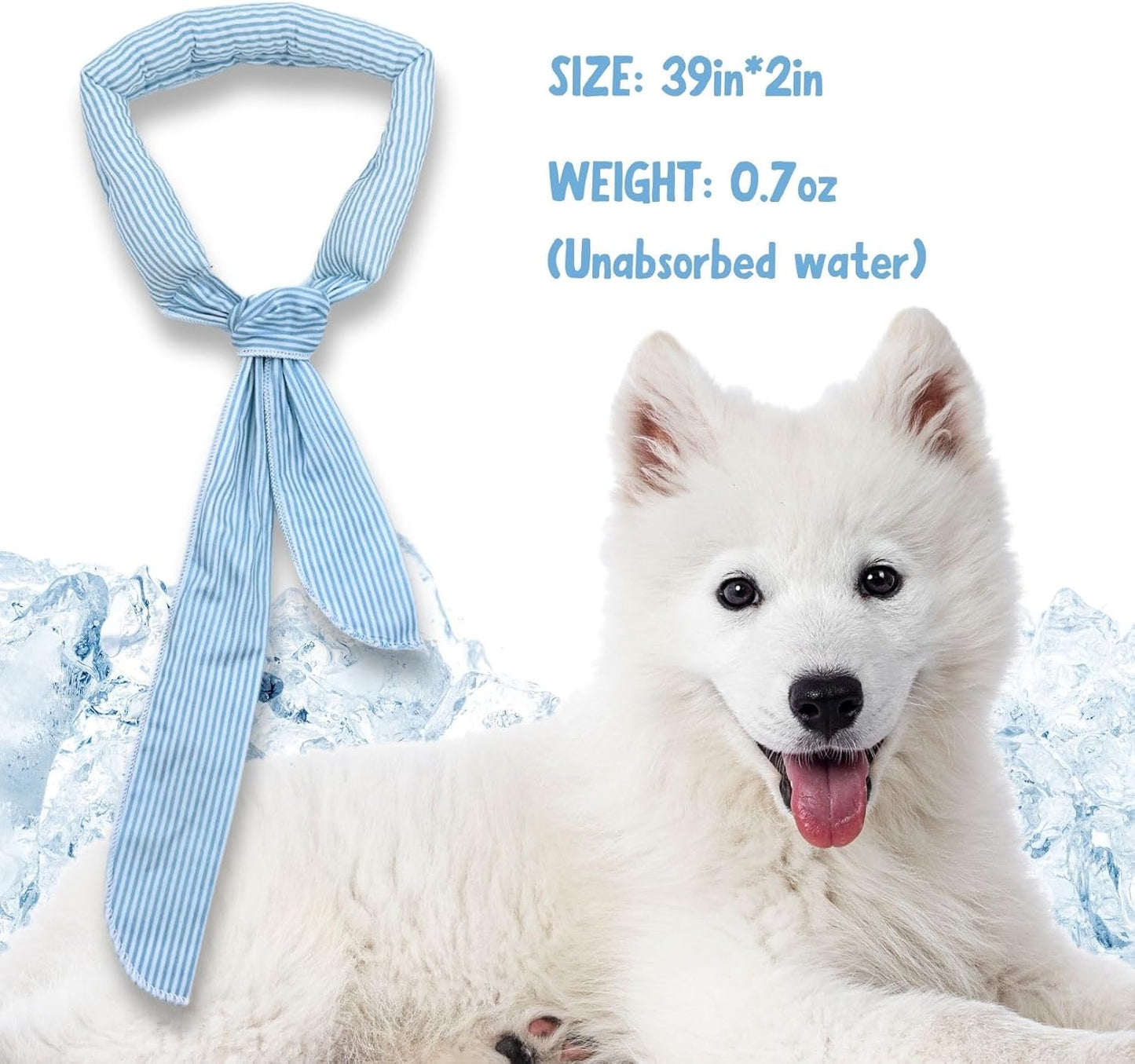 2pcs Cooling Scarf for Pets,Summer Cooling Scarves Keep Cats and Dogs Cool, Reused,Rrecycled,Suitable for Dogs (2pcs-Blue Stripe)