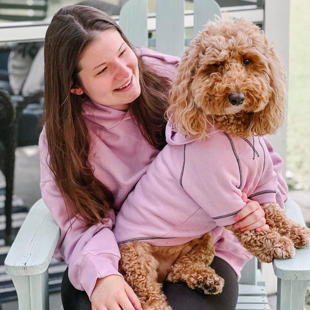Blueberry Pet Essentials Dog Hoodie – 26 inch, Cotton‑Blend Sweatshirt with Hood, Pink Lilac, Machine‑Washable Small‑Dog Jersey
