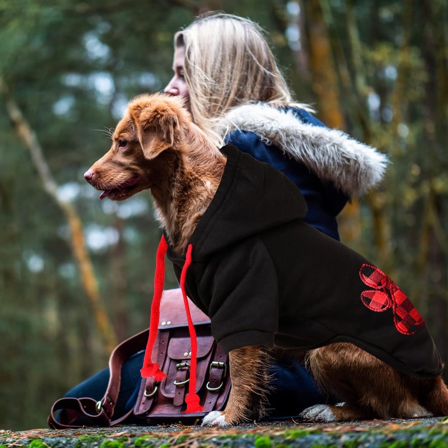 SAWMONG Dog Hoodie,Flannel Pet Hooded Sweater with Hat Puppy Pullover Sweater Shirt,Dog (Black,2XL)