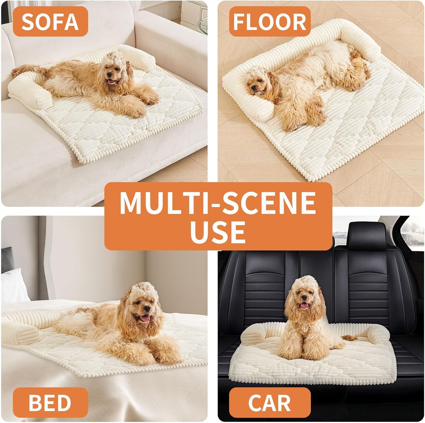 HAOMAIJIA Dog Couch Bed for Large Dogs, Non Slip Pet Couch Covers for Sofa Thick Soft Washable Dog Couch Cover Protector All Seasons Universal Dogs and Cats Bed Mat (Off White, X-Large)