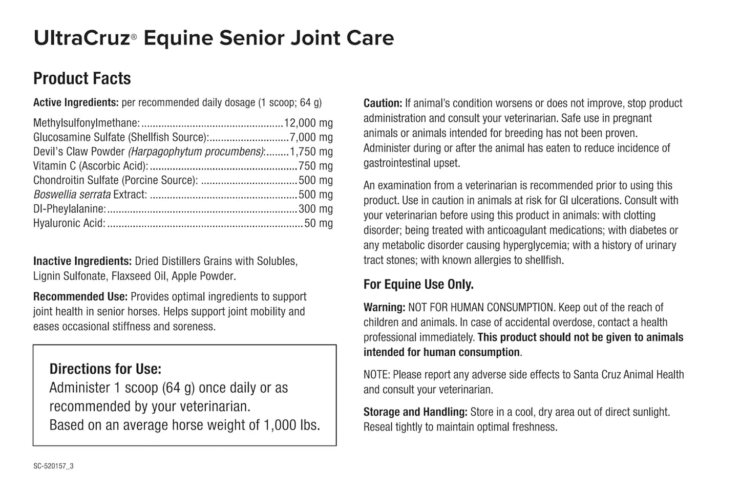 UltraCruz® Equine Senior Joint Care for Horses, 4 lb, pellets