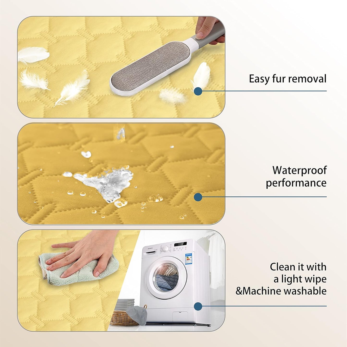 gogobunny 100% Double-Sided Waterproof Dog Bed Cover Pet Blanket Sofa Couch Furniture Protector for Puppy Large Dog Cat, Reversible (82x120 Inch (Pack of 1), Dark Yellow/Light Yellow)