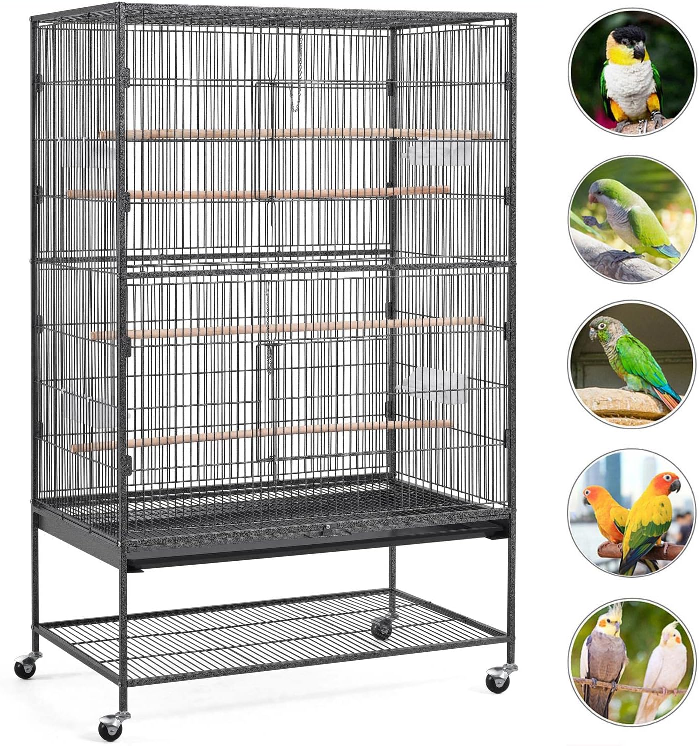 Yaheetech 60.5inch Extra Large Bird Cage Metal Parrot Cage Flight Cage for Cockatiels African Grey Quaker Green Cheek Sun Conure Medium Birds Parrots