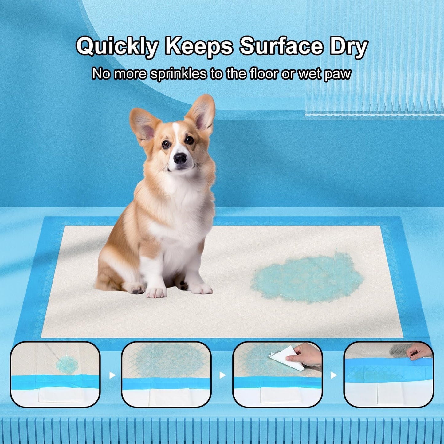 Gardner Pet Ultra Absorbent Thicker Dog Pee Pads Extra Large XL 28"x34" Leak-Proof Odor-Control Blue Puppy Training Pads Full Edge-Wrapping Pad for Dogs Dogs, Puppies, Doggie, Cats, Rabbits - 30 Ct