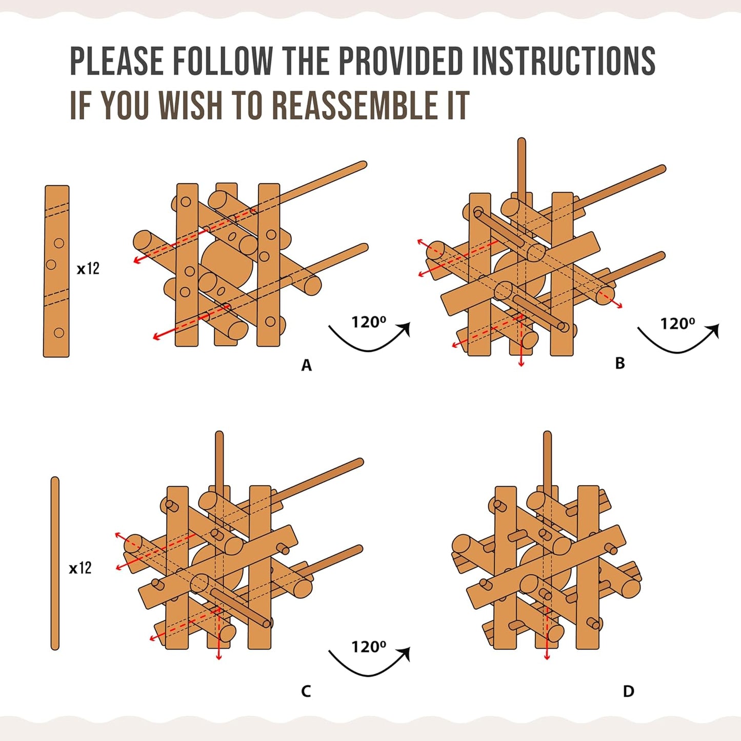 Wooden Chewing Toy for Small Animals, Natural Wood for Rabbit, Guinea Pig, Bunny, Chinchilla (Colorless)