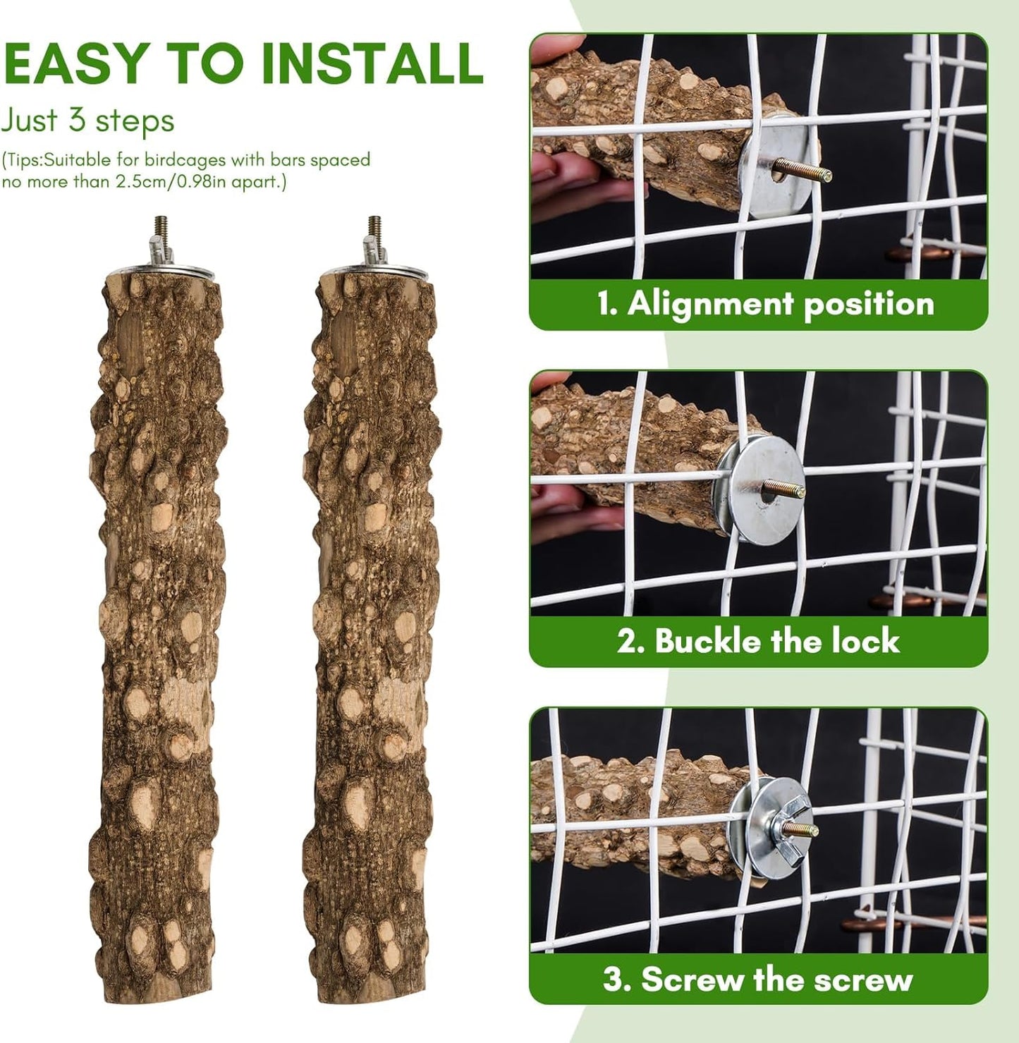 8pcs Brid Perch Bird Cage Accessories 2 Natural Grape Stick Paw Grinding Fork 6 Parrot Stand Bird Toys for Parakeets, Cockatiels, Conure, Budgies