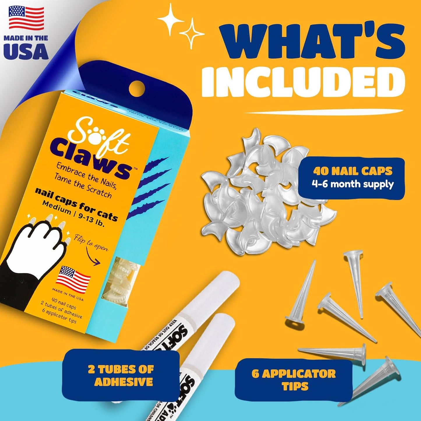 Soft Claws Cat Nail Caps for Medium Cats – (40 Caps, Red & Green) - Made in USA - Veterinarian-Developed | Protects Furniture & Skin - Easy to Apply, Long-Lasting Anti-Scratch Soft Cat Claw Covers