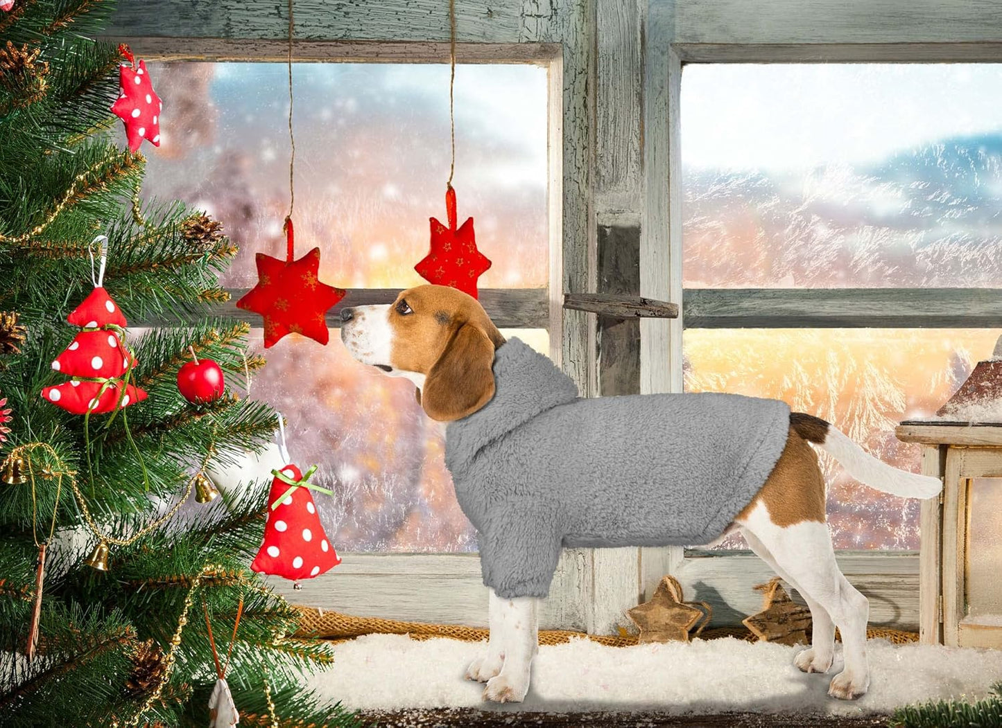 Fuzzy Dog Sweaters for Large Dogs Pet Hoodie Clothes Warm Soft Pet Coats Hooded Sweatshirt Dog Hoodie for Large Dogs(Grey-L)