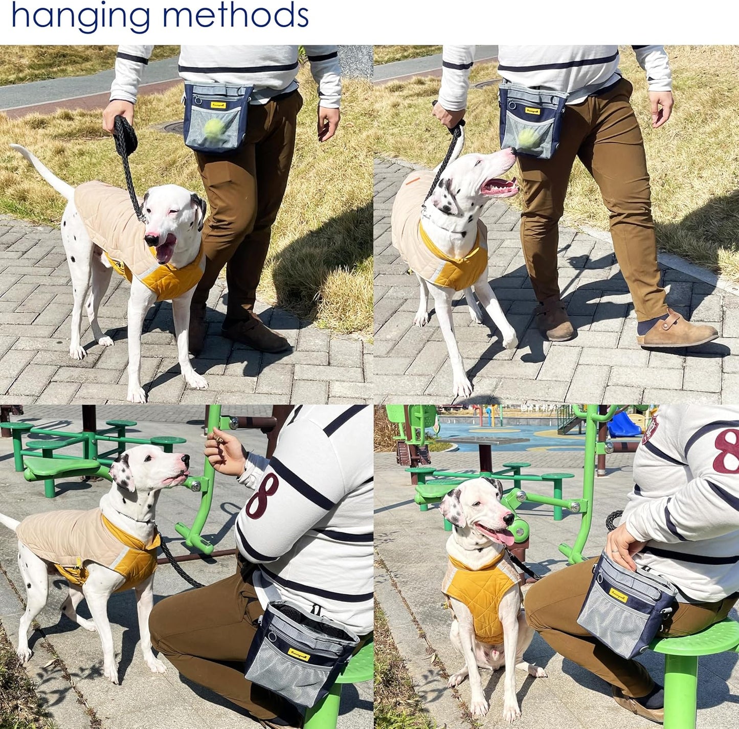 Dog Treat Pouch with Magnetic Closure 4-Cup Silicone Bag Fanny Pack Holder with Clicker 4 Ways to Wear Front Pocket Fits All Phones Ideal for Leash, Pet Walking and Training(Blue)