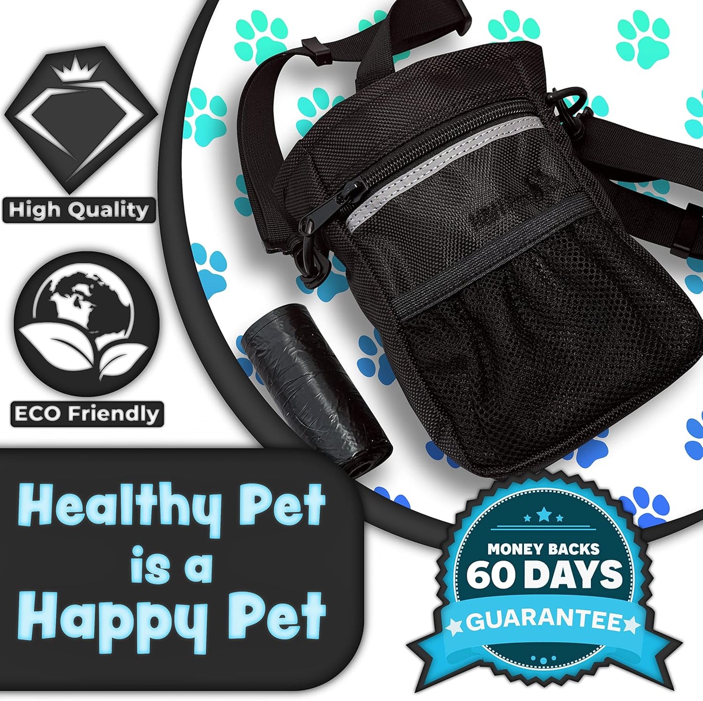 H&H Pets Dog Treat Pouch with Shoulder Strap, Waste Bag Dispenser, Dog Treat Pouch, Training Accessories