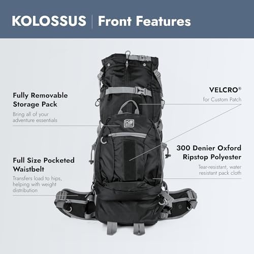 K9 Sport Sack Kolossus - XXL, Black - The Big Dog Backpack - Ideal for Dogs 26-29” Long - Fully Adjustable Pet Carrier - Doubles as a Professional-Grade 60L Hiking Pack