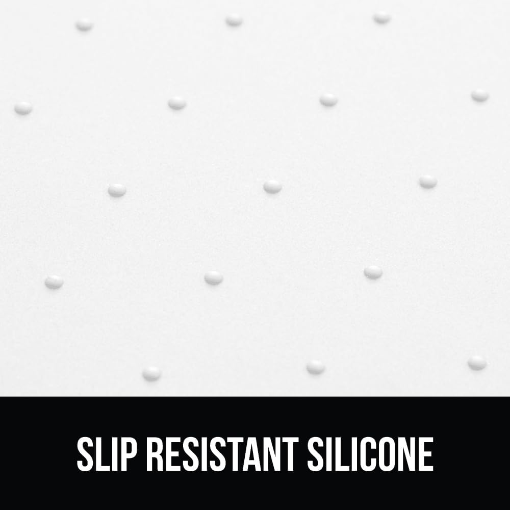 GORILLA GRIP 100% Waterproof Raised Edge BPA Free Silicone Pet Feeding Mat, Dog Cat Food Mats Contain Spills Protects Floors, Placemats for Cats and Dogs Water Bowl, Pets Accessories 16x10, White