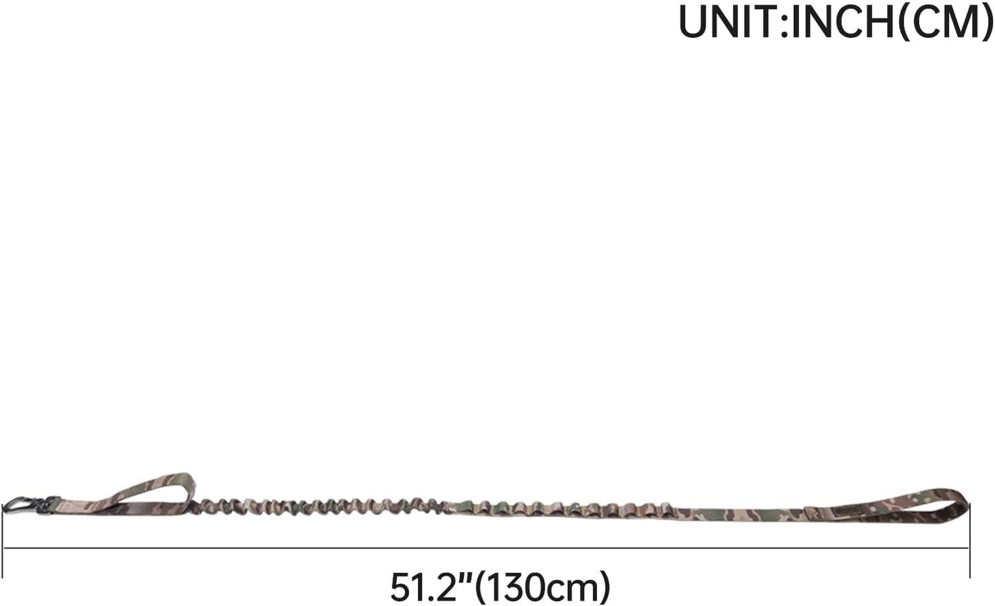 EXCELLENT ELITE SPANKER Bungee Dog Leash Tactical Nylon Adjustable Tactical No Pull Leads Rope for Dogs Quick Release Military Rope with 2 Control Handle (MCP)