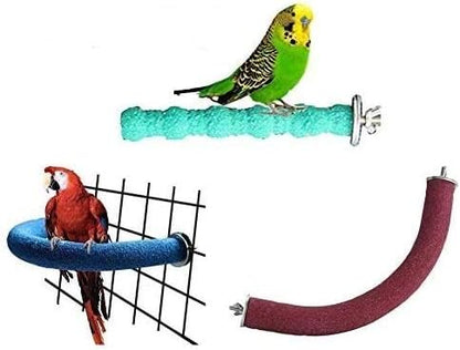 Litewoo 3 PCS Bird Perch Stand Toys Set Wooden Parrot Stand Platform Grinding Paw Trim Beak Nail Stick Cage Accessories Exercise Toys for Small and Medium Birds Parakeet Budgie Cockatiel Cockatoo