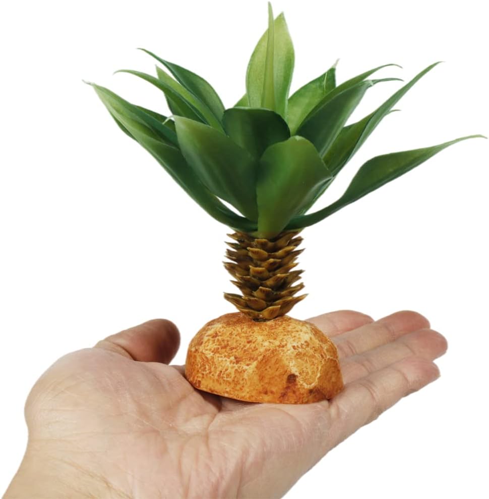Faux Agave Plant, Reptile Decor for Terrarium, Crested Gecko Tank Accessories fit Leopard Gecko Bearded Dragon Lizard Chameleon Snake Tortoise