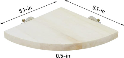 Wontee Bird Perch Stand 2 Pack Wooden Platform Corner Ledge for Budgies Cockatiels Conures African Greys Rats Gerbils Chinchillas Squirrels (S (5.1"x5.1")