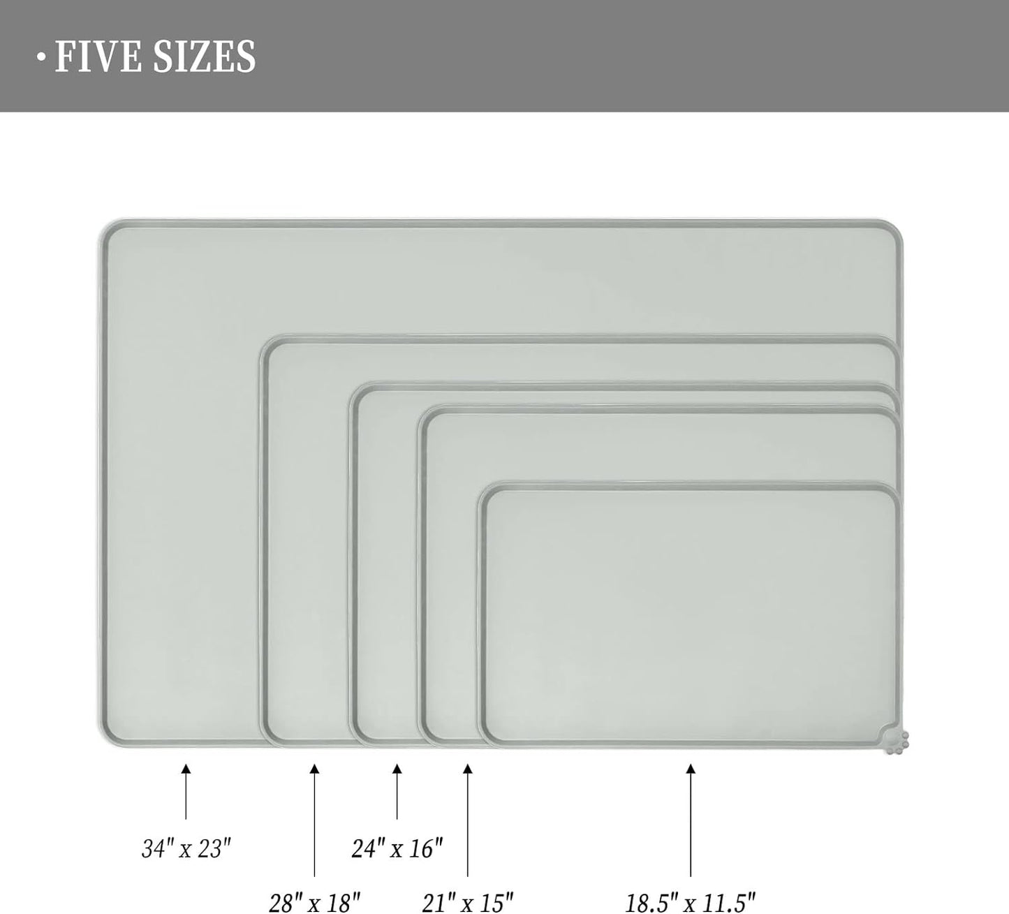 Waterproof Pet Feeding Mat with High Raised Edges, Heavier and Thicker Placemats for Cat Dog Water Bowl with BPA Free, Dogs Cats Food Mats for Messy Drinkers to Prevent Spill and Protect Floors