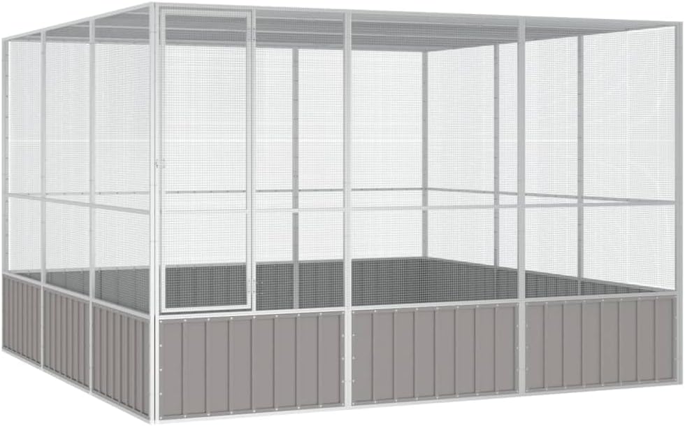 Steel Bird Cage, Large Flight King Bird Cage for Cockatiels African Grey Quaker Amazon Sun Parakeets Green Cheek Conures Pigeons Parrot Bird Cage Birdcage, Gray 119.1"x127.8"x83.3"
