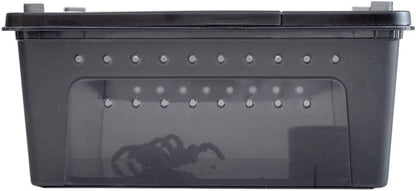 OMEM Portable Reptile Terrarium Habitat for Mini Pet Houses Breathable Holes Stackable Container (2PCS-Black-M)