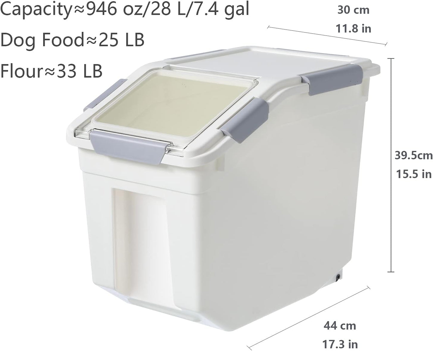 LISM 2 Pack Dog Food Storage Container with Scoop,Large Airtight Pet Dog Food Bin,Container for Dog Treats Rice,Dog Cat Dry Food Bin,Baking Supplies,Flour,Rice,Kitchen Pantry Cereal(25 LB)