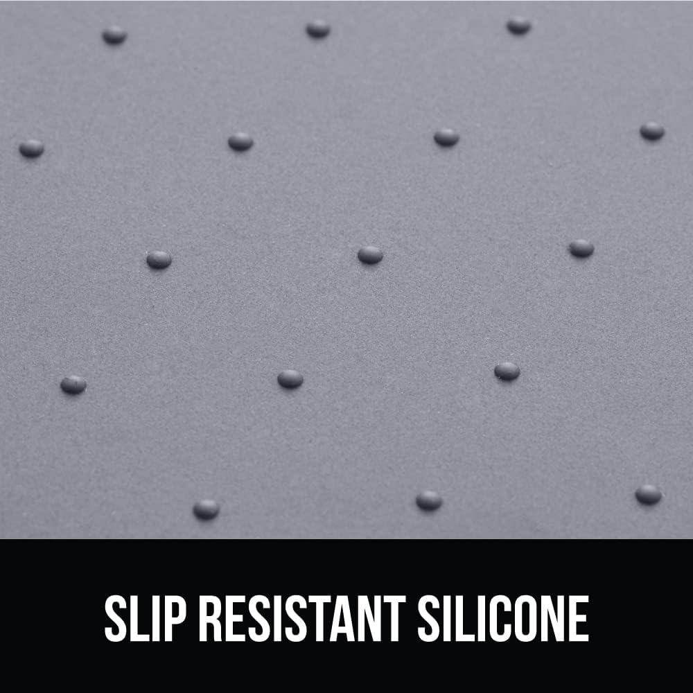 GORILLA GRIP 100% Waterproof Raised Edge BPA Free Silicone Pet Feeding Mat, Dog Cat Food Mats Contain Spills Protects Floors, Placemats for Cats and Dogs Water Bowl, Pets Accessories 28x18 Gray