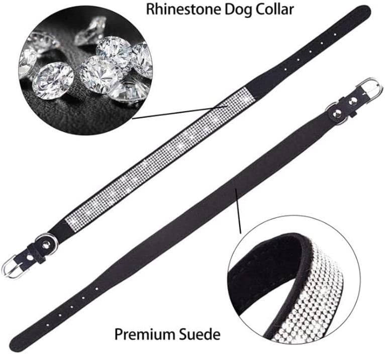Rhinestone Dog Collar for Small Dogs, Bling Diamond Fancy Crystal Glitter Pretty Jewel Pet Puppy Collars for XXS XS Small Medium Large Breed Girl Dogs Female Cats Kitten, Black XL