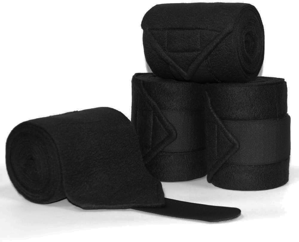 Horse Polo Leg Wraps Soft Fleece Wraps Equestrian Leg Bandage 4-Pack (Cob(8.2ft), Black)