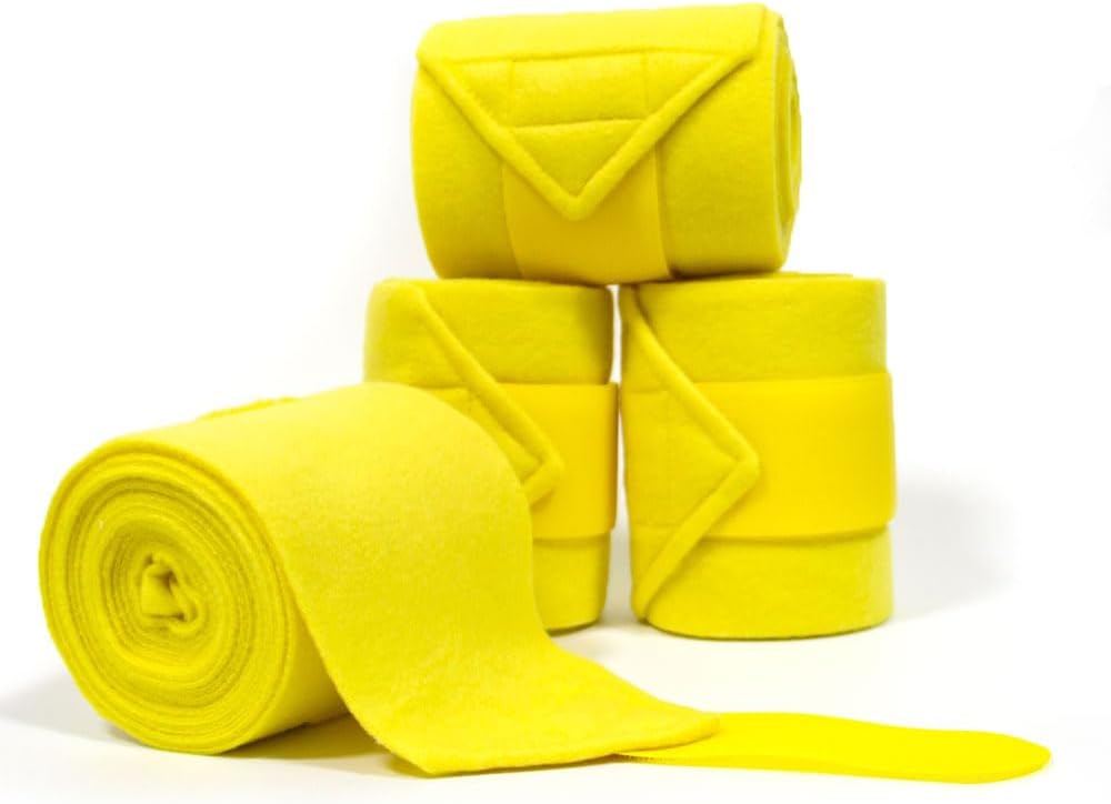 Horse Polo Leg Wraps Soft Fleece Wraps Equestrian Leg Bandage 4-Pack (Full(10ft), Yellow)
