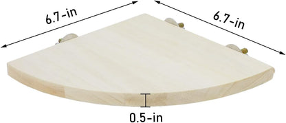 Wontee Bird Perch Stand 2 Pack Wooden Platform Corner Ledge for Budgies Cockatiels Conures African Greys Rats Gerbils Chinchillas Squirrels (M (6.7"x6.7")