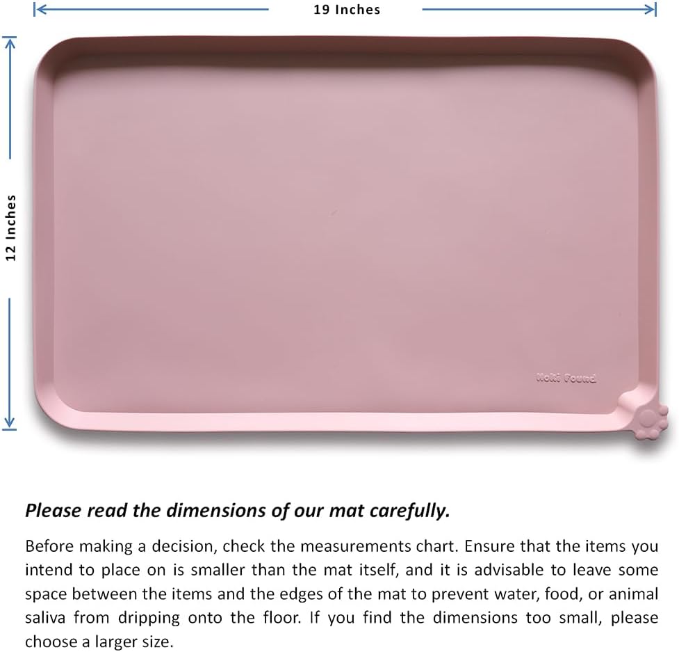 Hoki Found Silicone Pet Food Tray - High-Lips Dog Cat Bowl Mats - Waterproof Dog Cat Food Mats - Neutral Pink