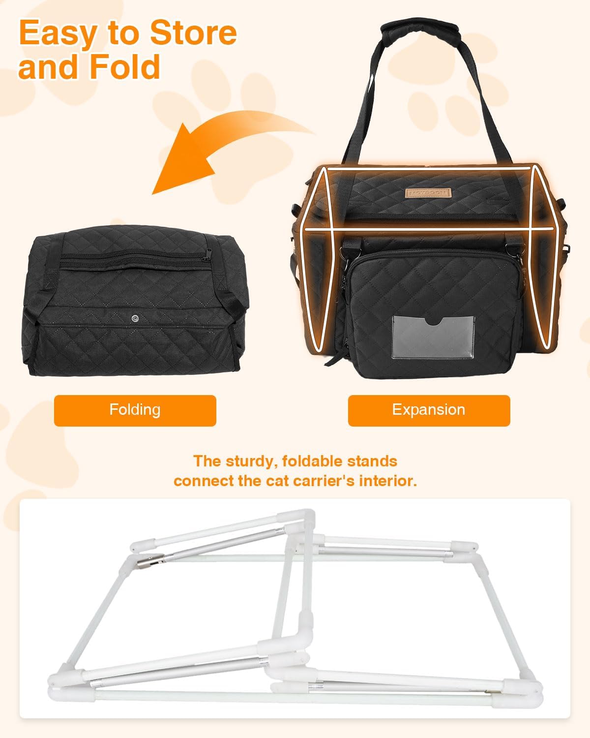 PETUX Small Cat Carrier - Pet Carrier Airline Approved for Kitten Under 10 lb - Escape-Proof, Foldable & Portable Cat Carriers for Travel, Vet Visits with Removable Bag, Safety Buckle ＆ Leash - Grey