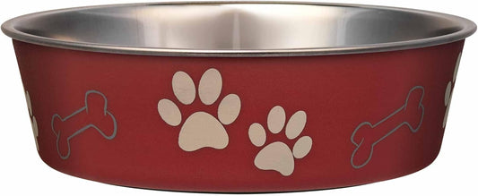 Loving Pets Bella Dog Bowls- Stainless Steel Dog & Cat Bowls - Spill Proof Dog Food Bowl, Cat Bowl, Puppy Essentials & Pet Supplies Great for Home & Travel (Medium 20-25 lbs, Merlot)
