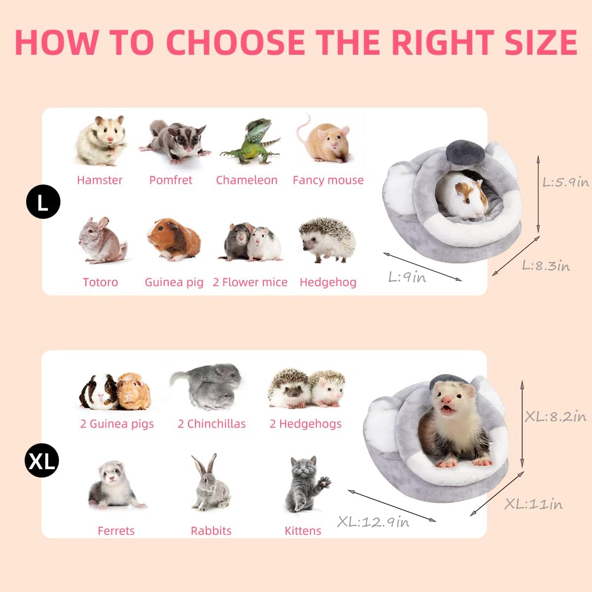 LEFTSTARER Guinea Pig Rat Bed and Hideout for Ferret Hedgehog Sleep and Hide, Hamster Small Pet Animals Supplies Toy Cage Accessories Nest