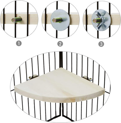 Wontee Bird Perch Stand 2 Pack Wooden Platform Corner Ledge for Budgies Cockatiels Conures African Greys Rats Gerbils Chinchillas Squirrels (S (5.1"x5.1")