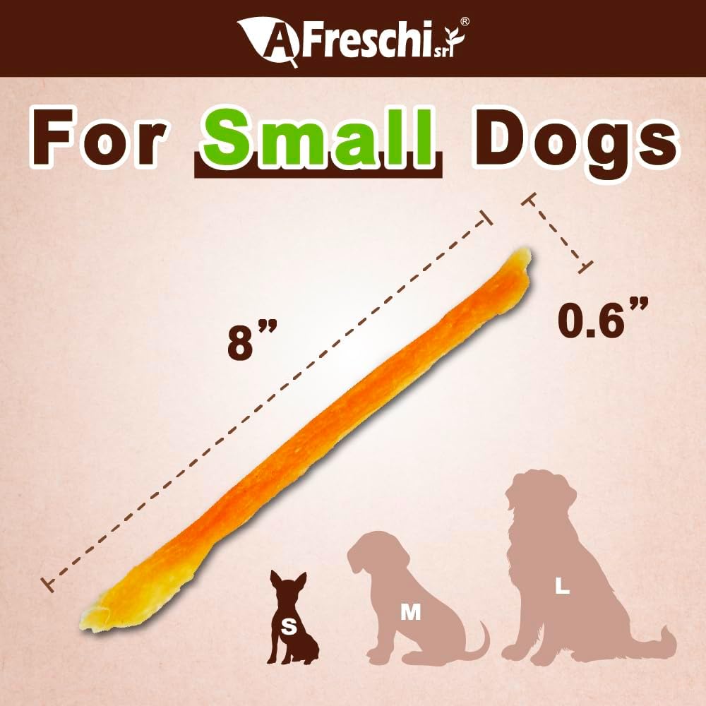 AFreschi Turkey Tendons for Dogs, USA-Sourced, Healthy Dog Treats, Rawhide-Free Puppy Chews, Long Lasting, All Natural, Hypoallergenic Dog Treats for Small Breeds, 3.53 oz Pack Strips