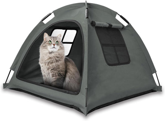 Grey Cat Tent House、Cat's Nest, Portable Indoor/Outdoor Pet Tent House for Cats, Puppies and Other Small Animals