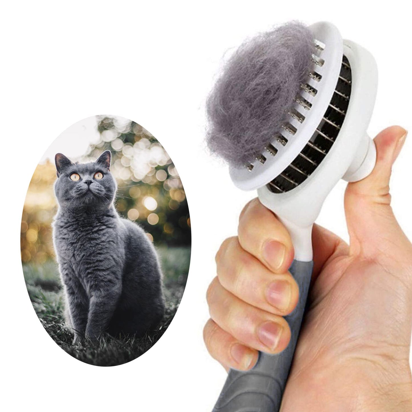 Cat Self Cleaning Slicker Brush, Pets Skin Friendly Grooming Brushes for Shedding Dogs Cats Hair Easy to Remove Loose Undercoat with Long or Short Hairs Pet Massage Tool for All Hair Type- UPGRADED