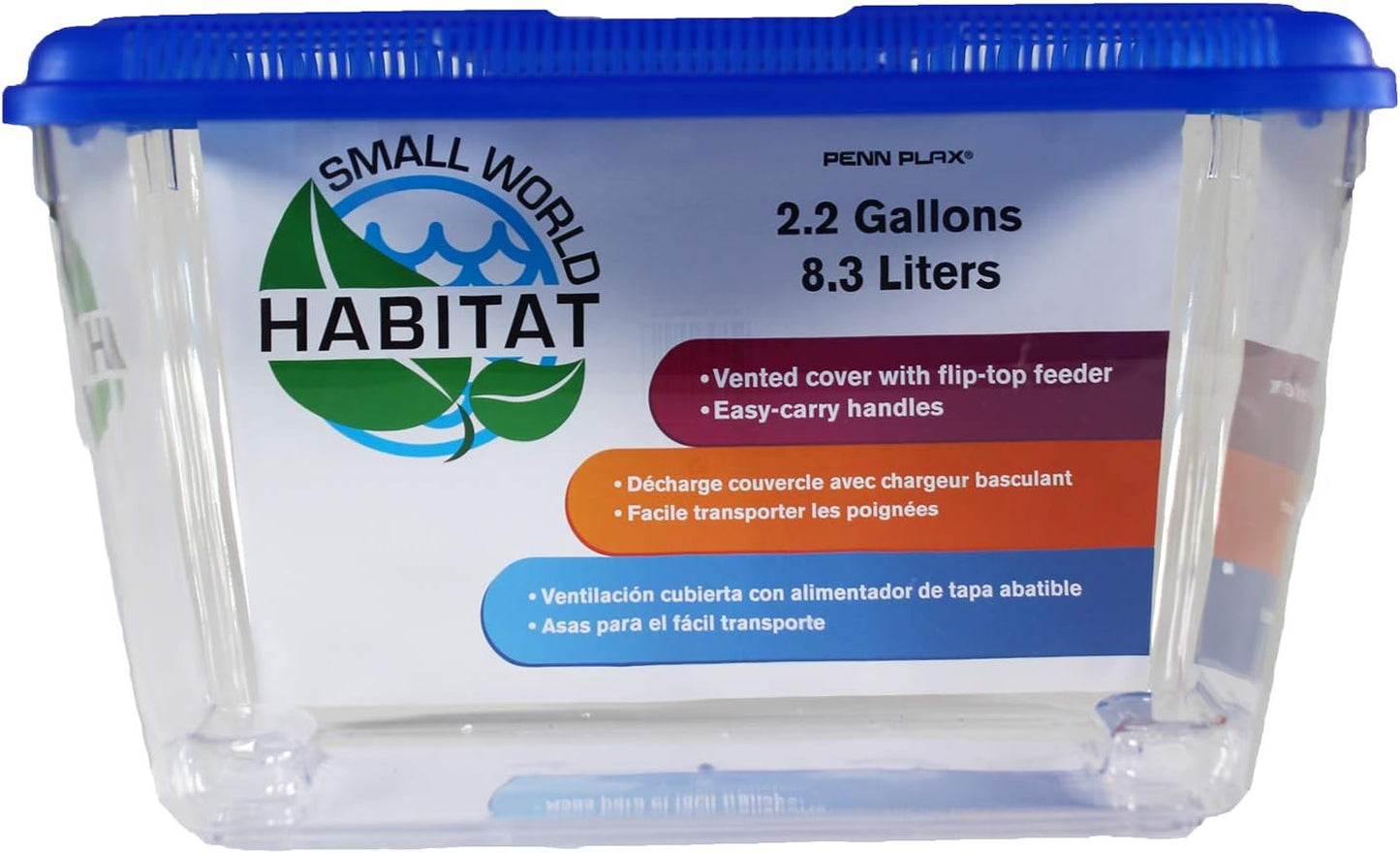 Penn-Plax Small World Habitat – Portable Clear and Transparent Plastic Tank – Excellent for Small Critters and Creatures – Easy to Clean & Handle – 2.2 Gallon, Assorted
