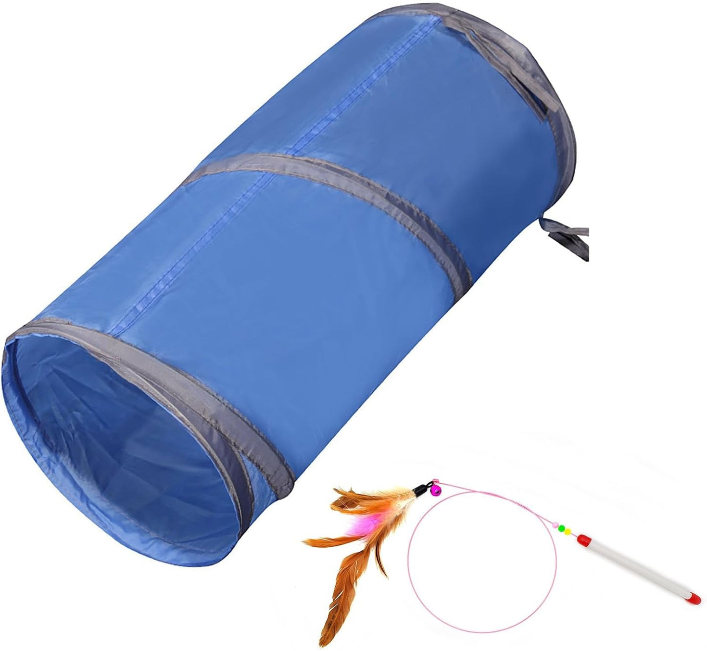 iCAGY Cat Tunnel for Indoor Cats Interactive, Rabbit Tunnel Toys, Pet Toys Play Tunnels for Cats Kittens Rabbits Puppies Crinkle Collapsible Pop Up Royal Blue 20"