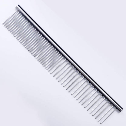 ZoCr Stainless Steel Pet Comb for Dogs Cats, Pet Grooming Comb with Different Spaced Rounded Teeth (Silvery)